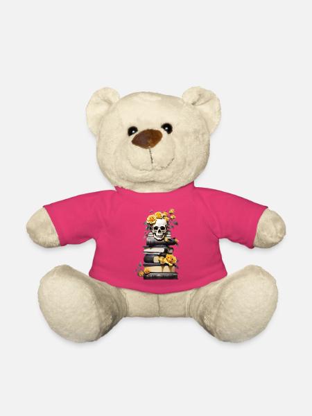 Bücherstapel mit Schädel - Teddy - Pink