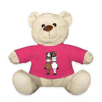 2 Pferde Mann Frau Liebespaar Freunde Liebe Team - Teddy - Pink - Vorne
