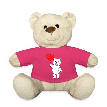 Ours avec ballon au cœur - Nounours - rose - Devant