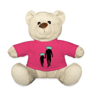 Familie Silhouette Liebe Kinder Eltern Mama Papa - Teddy - Pink - Vorne