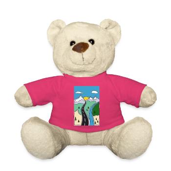 Mountain River Landscape - Teddy Bear - pink - Front