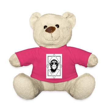 Minimalist Monkey Dude — Sleek Geometric, Playful - Teddy Bear - pink - Front