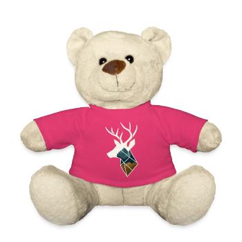 Geometrischer Hirsch mit Bergmotiv - Teddy - Pink - Vorne