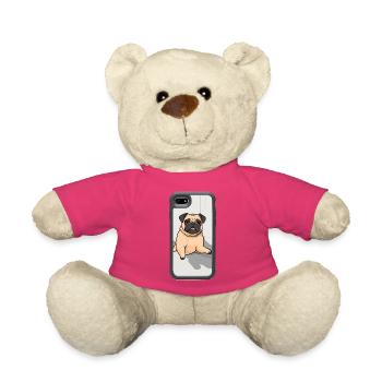 Dessin animé de carlin sur l’étui de téléphone intelligent - Nounours - rose - Devant