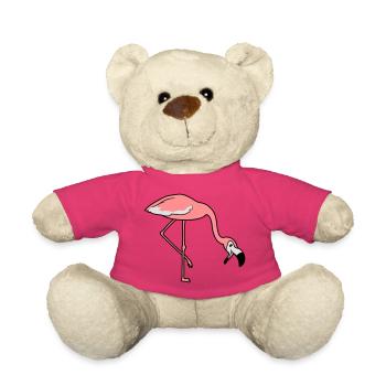 laugh mouth on food drink bow down flaming - Teddy Bear - pink - Front
