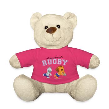 née pour jouer au rugby - Nounours - rose - Devant