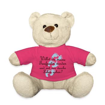 Taufpatin Patin Goli Geschenk Farbe frei wählbar - Teddy - Pink - Vorne