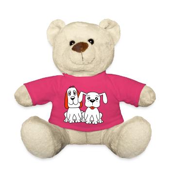 2 chiens équipe assis deux amis équipage heureux - Nounours - rose - Devant