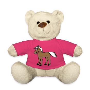 Pferd Lacht Komisch Lustige Grimasse Albern Comic - Teddy - Pink - Vorne