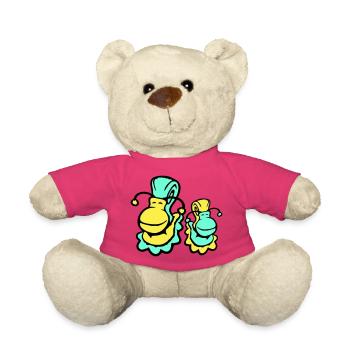 2 snail shell snails child dad mom family - Teddy Bear - pink - Front