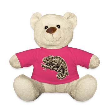 Illustration caméléon dans le style vintage - Nounours - rose - Devant