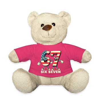 US Flag 67 Memes Six Seven - Nounours - rose - Devant