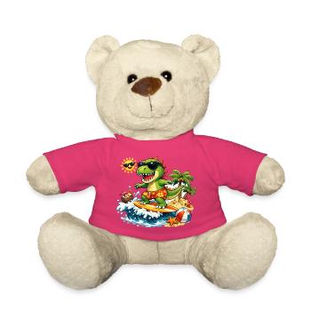  dinosaure Surfeur Illustration Fun pour Enfants - Nounours - rose - Devant