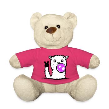Lunettes de soleil chewing-gum lama Paix Victoire Main Cool - Nounours - rose - Devant