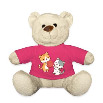Chatons et pelote kawaii - Nounours - rose - Devant