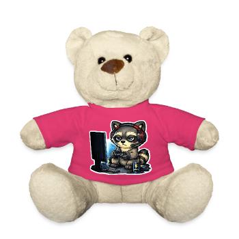 Raton laveur de jeu – Raton laveur gamer avec manette - Nounours - rose - Devant