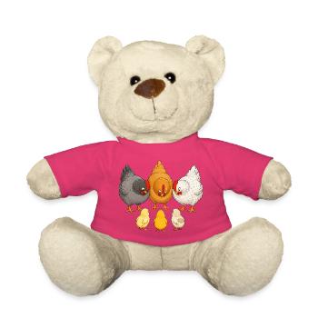 Poules avec poussins - Nounours - rose - Devant