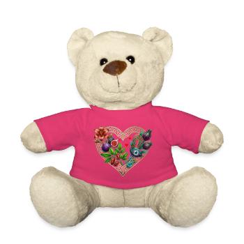 Secret of the Mystic Heart - Golden and Botanical Art - Teddy Bear - pink - Front