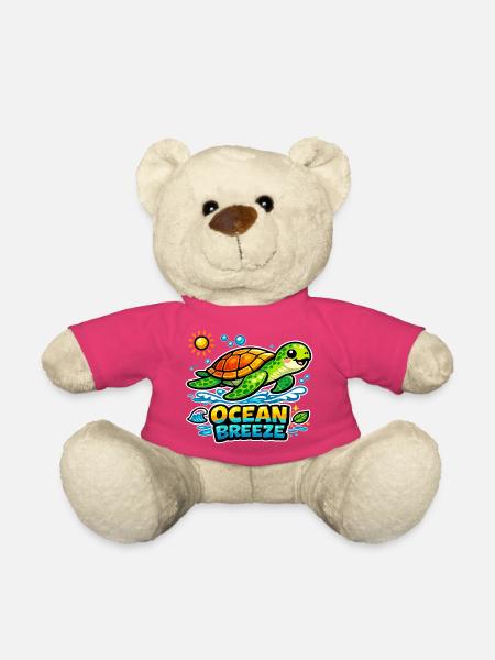 Ocean Breeze Schildkröte Cartoon Tee - Teddy - Pink