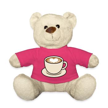 Niedliche Heart Latte Kaffeetasse Illustration - Teddy - Pink - Vorne