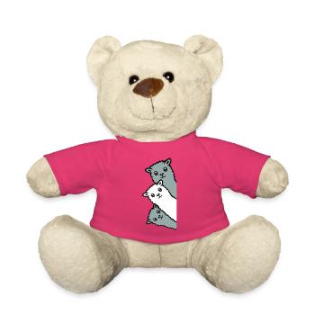 3 Alpakas Lamas schauen neugierig Tierköpfe Freude - Teddy - Pink - Vorne