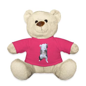 Pose du ventre de chat dans un look peluche - Nounours - rose - Devant