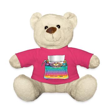 kunterbunte antike Schreibmaschine für Retro Fans - Teddy - Pink - Vorne