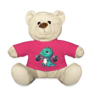 Dino T-Rex Workout Hantel Bankdrücken Design - Teddy - Pink - Vorne