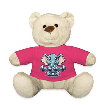 niedlicher Cartoon-Elefant macht Krafttraining - Teddy - Pink - Vorne