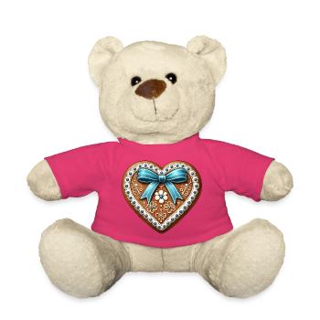 Cœur en pain d’épices : Tradition sucrée et amour combinés - Nounours - rose - Devant
