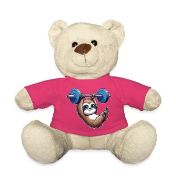 Sloth Dumbbell Pull-Up Workout Funny - Teddy Bear - pink - Front
