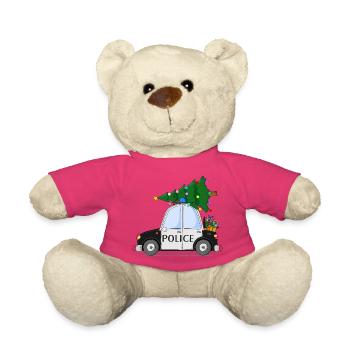 Voiture de Police Police Noël Noir Blanc - Nounours - rose - Devant