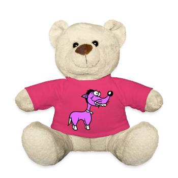 Dog Stands Stupid Guy Funny Stupid Crazy Funny - Teddy Bear - pink - Front
