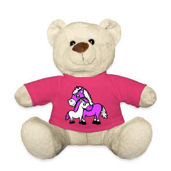 2 Mignon Chevaux Enfant Famille Maman Papa Maman Père - Nounours - rose - Devant