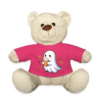 Niedlicher Geisterkuschler mit Herbstlaub - Teddy - Pink - Vorne