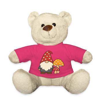Nain de jardin automnal avec motif de champignons - Nounours - rose - Devant