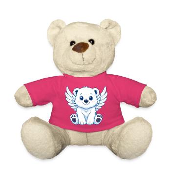 Mignon ours polaire ange dessin animé avec des ailes de joie - Nounours - rose - Devant