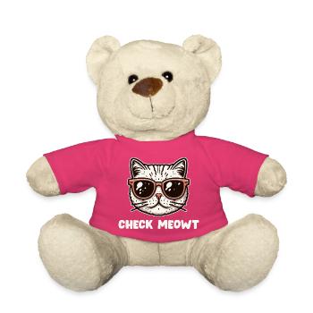 Chat Check Meowt en lunettes roses - Nounours - rose - Devant