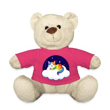 Un chat hétéroclite flotte sur un nuage (nuit) - Nounours - rose - Devant