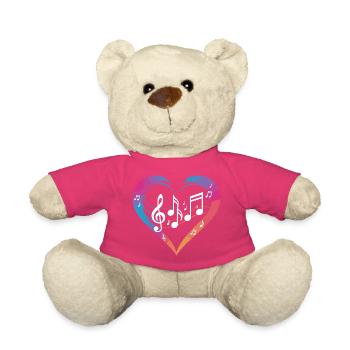 Cœur coloré avec des notes de musique pour les amateurs de musique - Nounours - rose - Devant