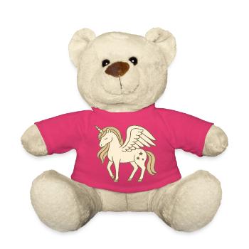 Niedliches geflügeltes Einhorn mit Sternen und Pastellmähne - Teddy - Pink - Vorne