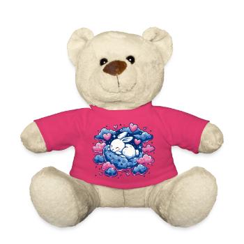 Mondtraum Häschen auf Wolkenherz - Teddy - Pink - Vorne