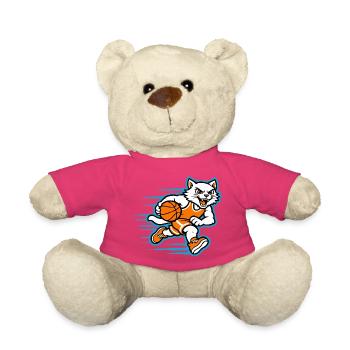 Schnelles Basketball-Katzen-Dribbel-Maskottchen - Teddy - Pink - Vorne