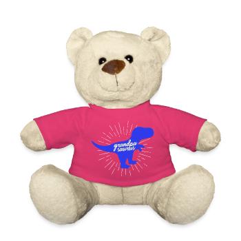 Grandpasaurus T-Rex Silhouette Dinosaur Papa - Teddy Bear - pink - Front