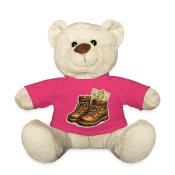 Bottes de randonnée vintage avec carte - Nounours - rose - Devant
