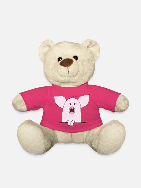 Kuscheliges Pinkes Schwein Cartoon - Teddy - Pink