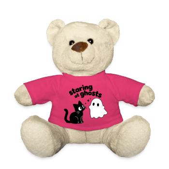 Süße Katze trifft Geist | Minimal Halloween Motiv - Teddy - Pink - Vorne