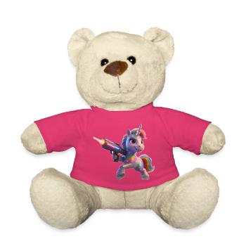 Licorne arc-en-ciel avec pistolet laser - Nounours - rose - Devant
