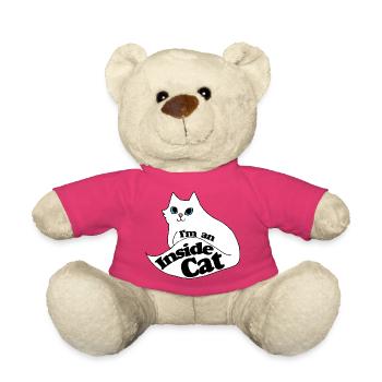 Inside Cat Cartoon Slogan Tee - Teddy - Pink - Vorne