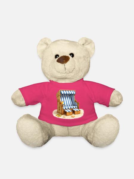 Strandkorb im Sand mit Sommerdrink - Teddy - Pink